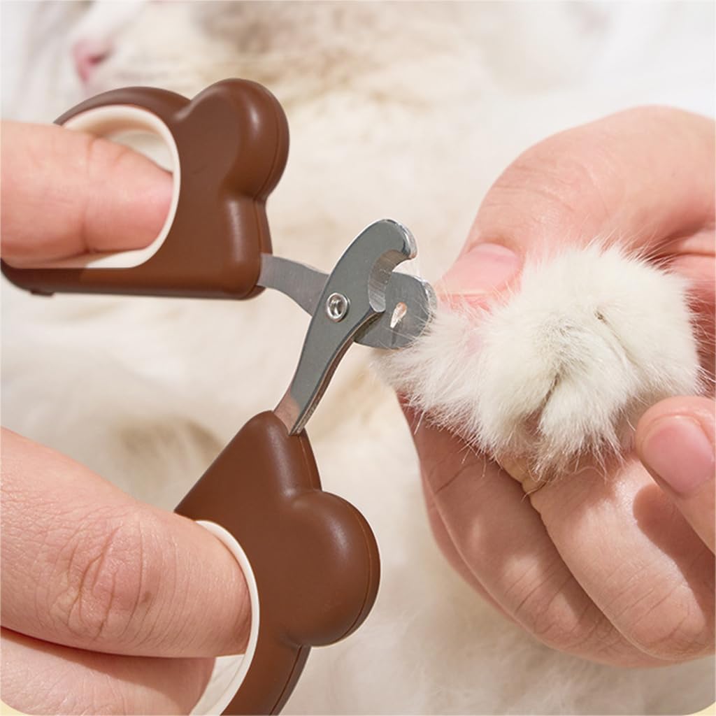 Qpets® Cat Nail Cutter for Persian Cats - Cute Bear Handle Design, Stainless Steel Trimmer with Crescent Blade & 2mm Hole, Brown Portable Nail Clipper for Small Pets Grooming (2Pcs) Qpets® Cat Nail Cutter for Persian Cats - Cute Bear Handle Design, Stainless Steel Trimmer with Crescent Blade & 2mm Hole, Brown Portable Nail Clipper for Small Pets Grooming (2Pcs)